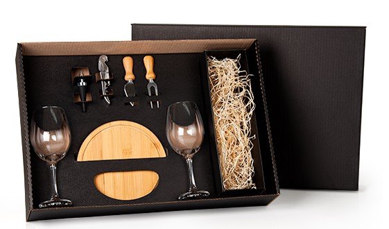 Kit Queijo E Vinho Com Espa�o Para Garrafa - 7 P�s KT-90208