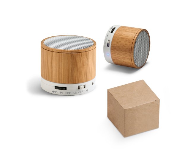 Caixa de Som em Bambu c/ Microfone