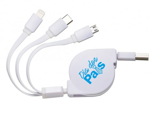 Cabo USB Retr�til 3 Fun��es 338 Personalizado