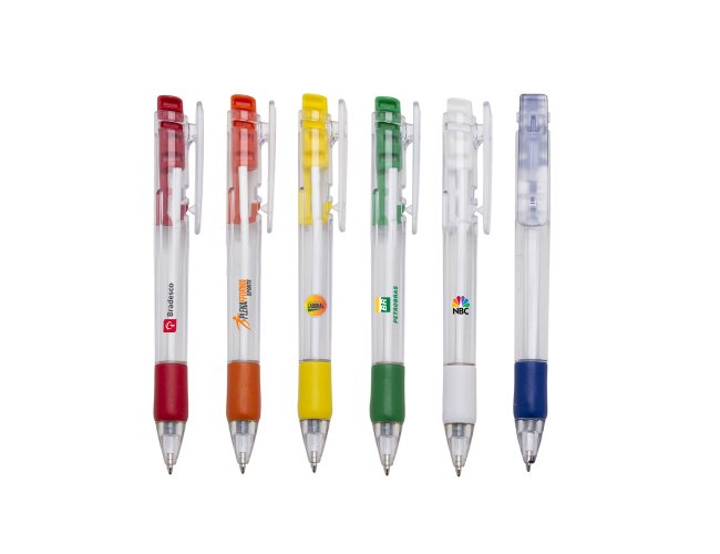 Caneta Plástica Transparente Personalizada 13190T