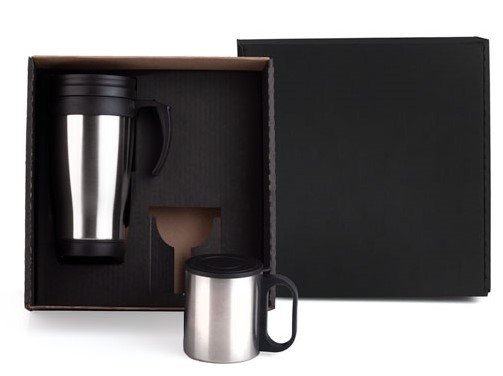 Conj. De Canecas Em A�o Inox 400/180 Ml - 2 P�s IX-41211