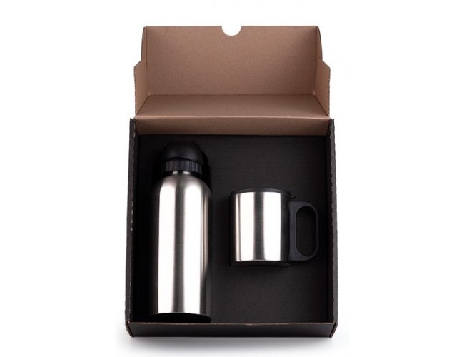 Conj. De Garrafa E Caneca Em A�o Inox 600/180 Ml - 2 P�s IX-01611