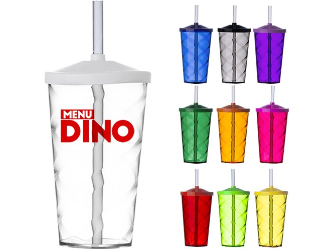 Copo Espiral Com Tampa e Canudo 500ml (CT500)