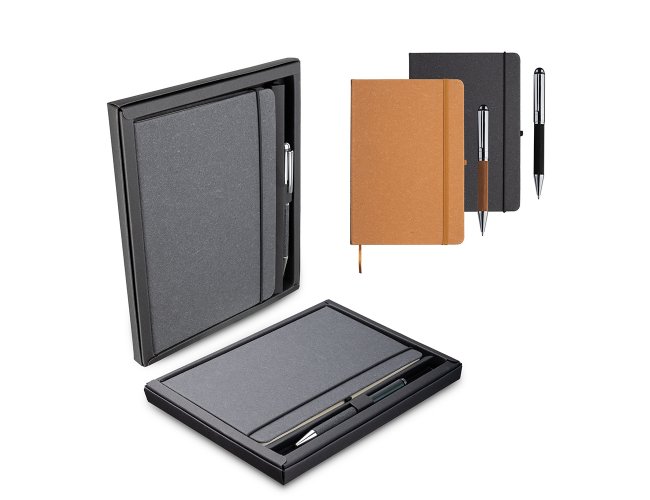 Kit Caderno A5 + Caneta Metalica (14x21cm)