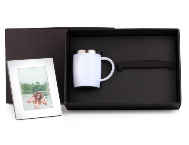Kit Caneca Em A�o Inox E Porta-Retrato Em Alum�nio - 2 P�s KT-9046A