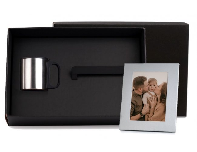 Kit Caneca Em A�o Inox E Porta-Retrato Em Alum�nio - 2 P�s KT-90264