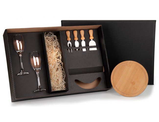 Kit Queijo E Champagne Com Espa�o Para Garrafa - 7 P�s KT-9017B