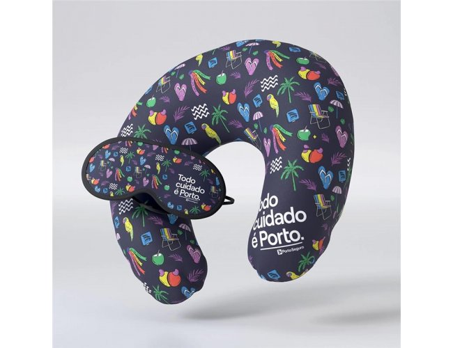Kit Viagem 2 Almofada de Pesco�o + M�scara Dormir KTVG2